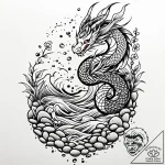 A close-up of colorful, smooth pebbles on the… – style Jaeger Mini – tattoo sketch (17.11.2025 01:43)