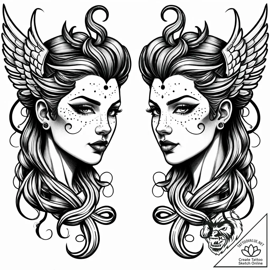 Tattoo sketch gemini twins, one with mercury'... - style Jaeger Simple - tattoo sketch (17.11.2025 01:53)
