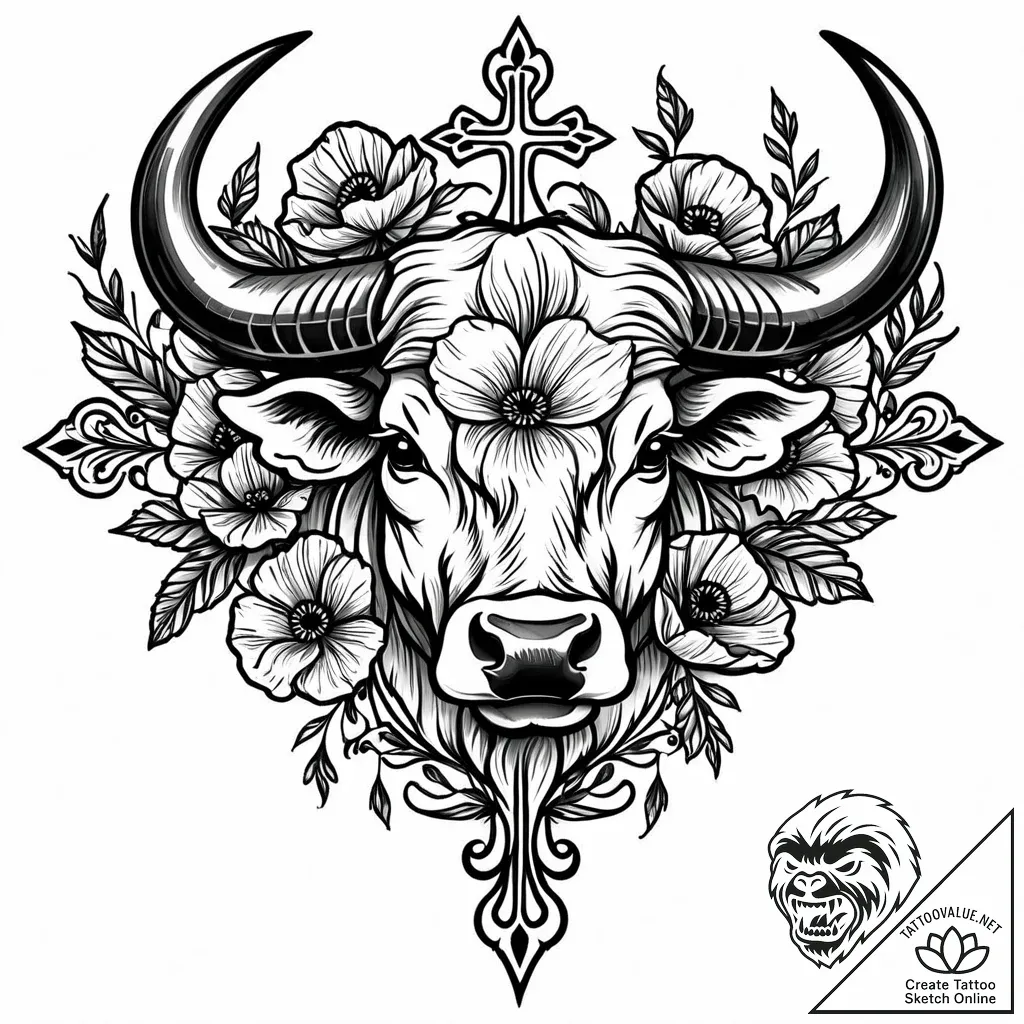Tattoo design a taurus bull's head emerging f... - style Jaeger Mini - tattoo sketch (17.11.2025 01:56)