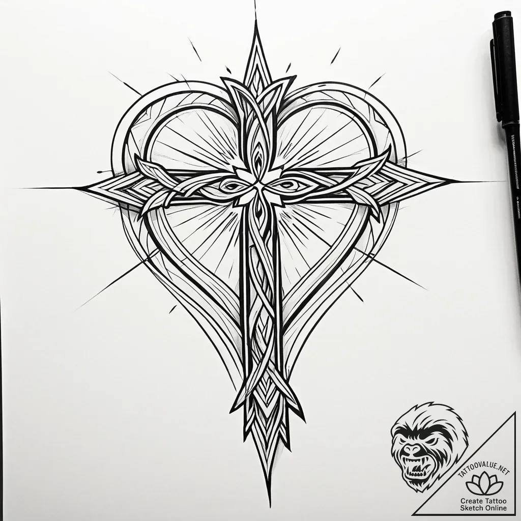 Tattoo sketch, abstract thin line heart with... - style Jaeger Simple - tattoo sketch (17.11.2025 02:05)