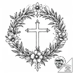 Tattoo design a delicate floral wreath surrou… – style Jaeger Mini – tattoo sketch (17.11.2025 02:08)