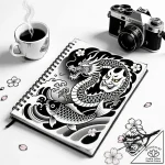 Tat tattoo sketch, blogger writing in noteboo… – style Flux Inscriptions – tattoo sketch (17.11.2025 02:14)