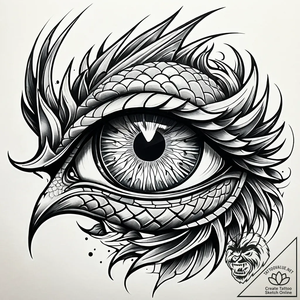 Tattoo design a dragon's eye, intense and anc... - style Jaeger Simple - tattoo sketch (17.11.2025 02:17)