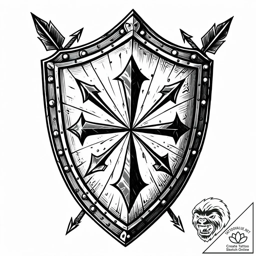Tattoo sketch a medieval shield with a single... - style Jaeger Mini - tattoo sketch (17.11.2025 02:20)