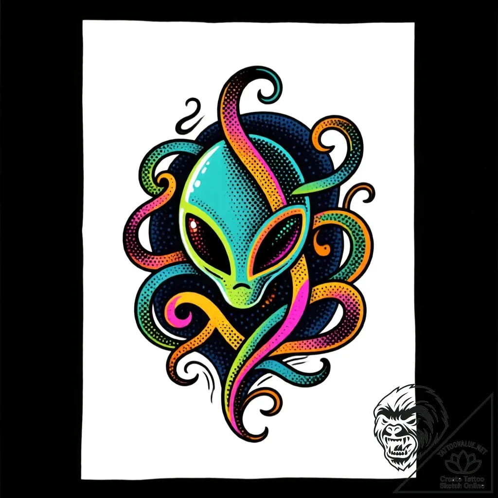 Tattoo design an abstract alien language or s... - style Flux Inscriptions - tattoo sketch (17.11.2025 03:26)