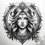 Themis, tattoo line art, on a clean white pap… – style Jaeger Simple – tattoo sketch (17.11.2025 03:29)