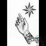 Tattoo design a hand reaching for a star, sym… – style Flux Inscriptions – tattoo sketch (17.11.2025 03:38)