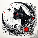 Tattoo sketch, black cat with crescent moon a… – style Jaeger Simple – tattoo sketch (17.11.2025 03:41)