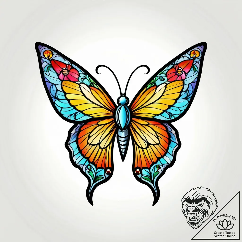 Tattoo sketch, delicate butterfly with staine... - style Jagger Old - tattoo sketch (17.11.2025 03:47)