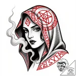 Tat tattoo sketch, mysticвђ™s glowing eyes be… – style Flux Inscriptions – tattoo sketch (17.11.2025 03:50)