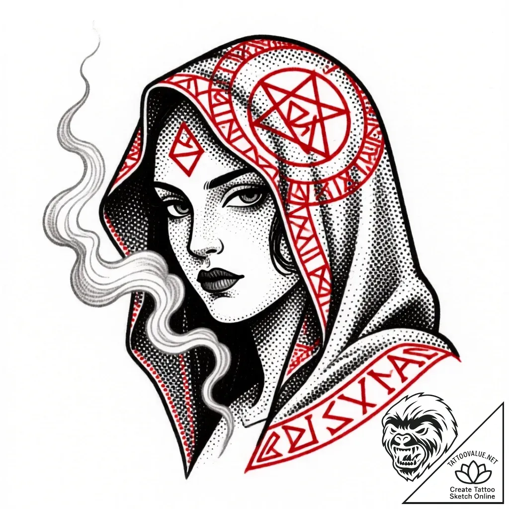 Tat tattoo sketch, mysticвђ™s glowing eyes be... - style Flux Inscriptions - tattoo sketch (17.11.2025 03:50)