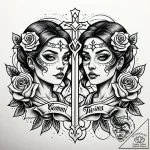Tattoo sketch gemini twin figures, one with a… – style Jaeger Simple – tattoo sketch (17.11.2025 04:05)
