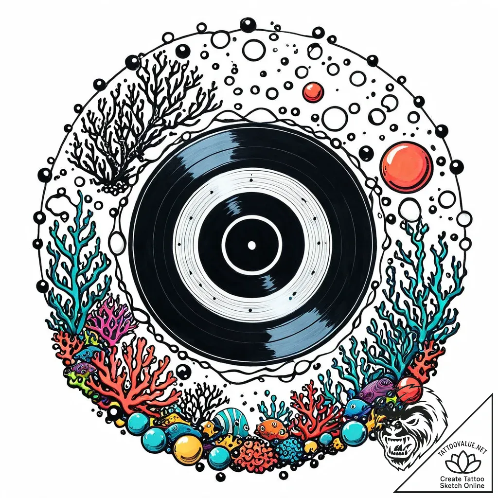 Tat tattoo sketch, coral-shaped vinyl record... - style Jaeger Mini - tattoo sketch (17.11.2025 04:08)