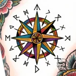 Compass with cardinal directions in runes, ta… – style Flux Inscriptions – tattoo sketch (17.11.2025 04:26)