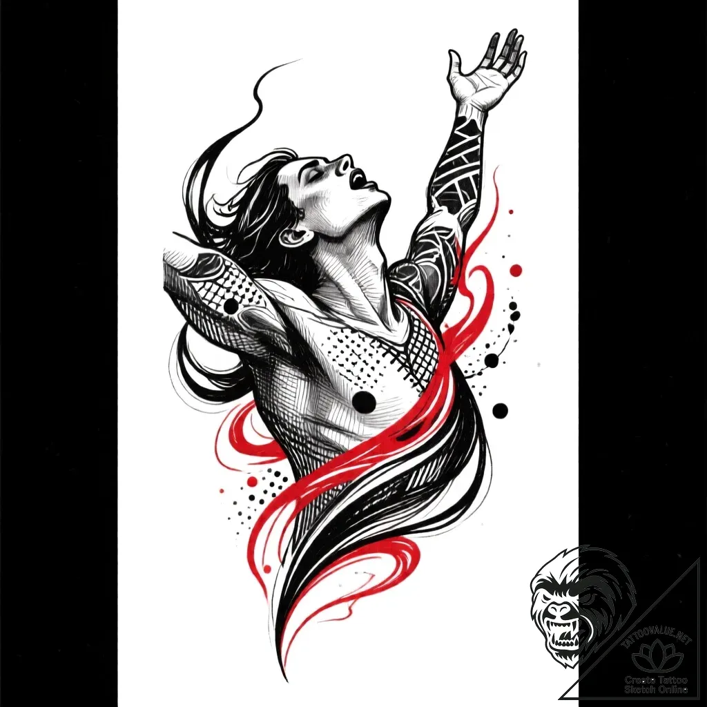 Tattoo design a fluid, abstract representatio... - style Flux Inscriptions - tattoo sketch (17.11.2025 04:38)