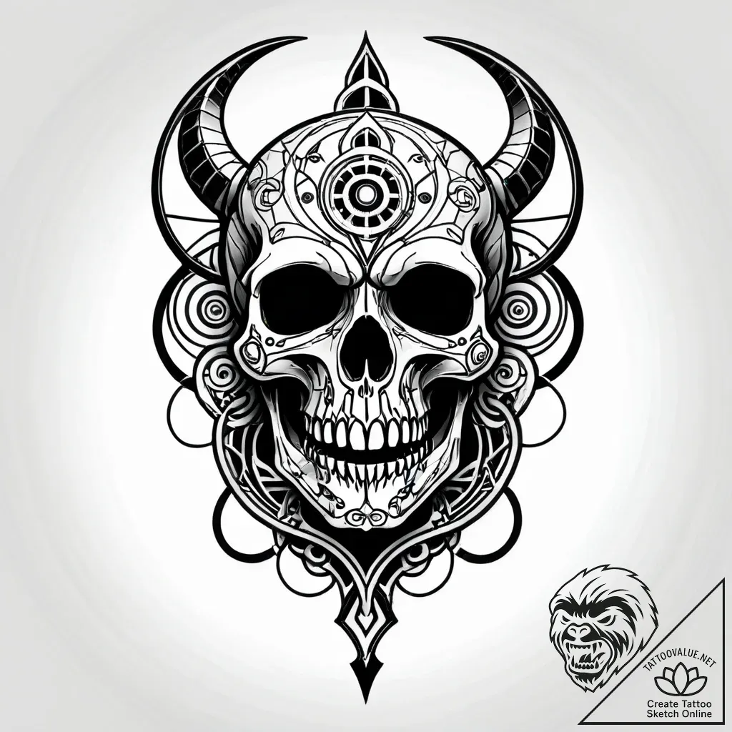 Tat tattoo sketch, cyberpunk skull with wires... - style Jagger Old - tattoo sketch (17.11.2025 04:46)