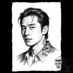 шрек (shrek, 2001), tattoo drawing outline, o… – style Flux Inscriptions – tattoo sketch (17.11.2025 04:50)