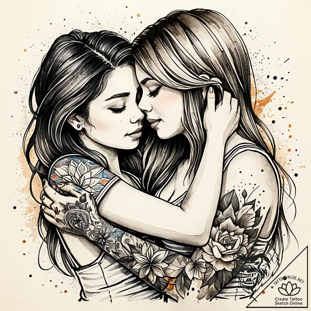 Tattoo sketch, max and gidget cuddling, emoti... - style Jaeger Simple - tattoo sketch (17.11.2025 05:05)
