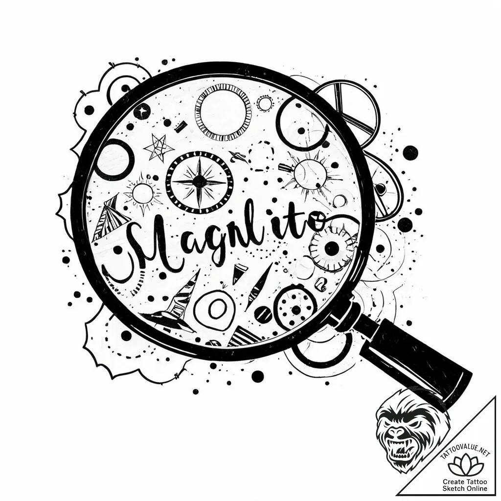 Magnifying glass focused on a single, importa... - style Jaeger Mini - tattoo sketch (17.11.2025 05:19)