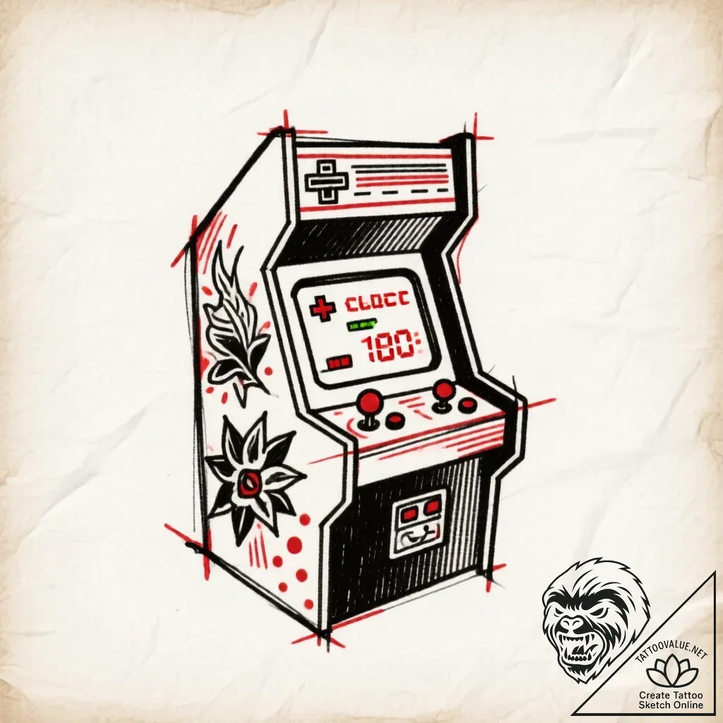 Tattoo sketch a pixelated score counter with... - style Flux Inscriptions - tattoo sketch (17.11.2025 05:26)