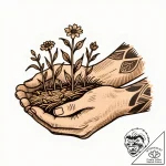 Tattoo sketch: a stylized depiction of hands… – style Flux Inscriptions – tattoo sketch (17.11.2025 05:38)