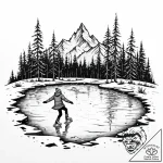 A solitary figure practicing ice skating on a… – style Jaeger Mini – tattoo sketch (17.11.2025 05:43)