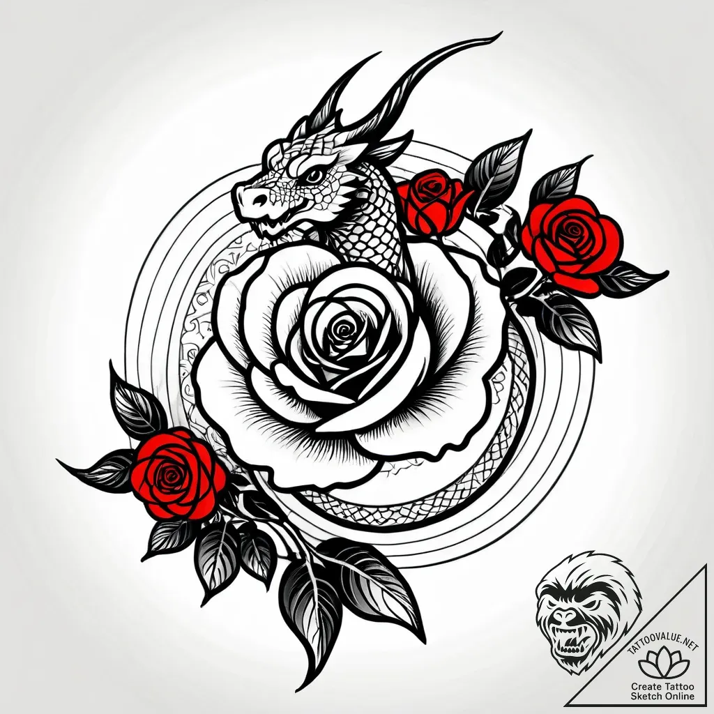 Tattoo sketch, bold neotraditional rose with... - style Jagger Old - tattoo sketch (17.11.2025 05:58)