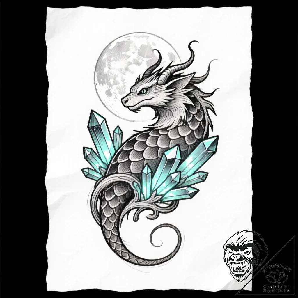 Tattoo sketch, dragon entwined with glowing c... - style Flux Inscriptions - tattoo sketch (17.11.2025 06:02)