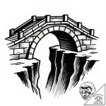 Tattoo sketch a bridge leading over a chasm,… – style Flux Inscriptions – tattoo sketch (17.11.2025 06:26)