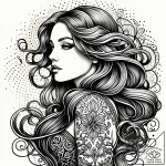 Tattoo sketch, katie with flowing hair and di… – style Jaeger Simple – tattoo sketch (17.11.2025 06:29)