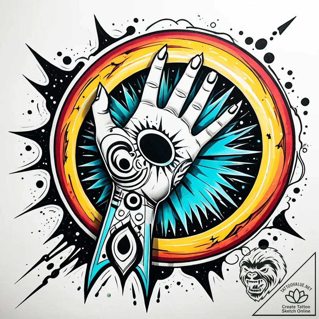 Eclipse relic glowing in spectral hand, conce... - style Jaeger Simple - tattoo sketch (17.11.2025 06:41)