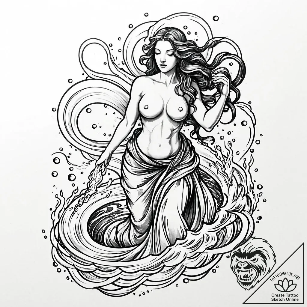 Tattoo sketch aquarius's water-bearer, drawn... - style Jaeger Mini - tattoo sketch (17.11.2025 07:07)