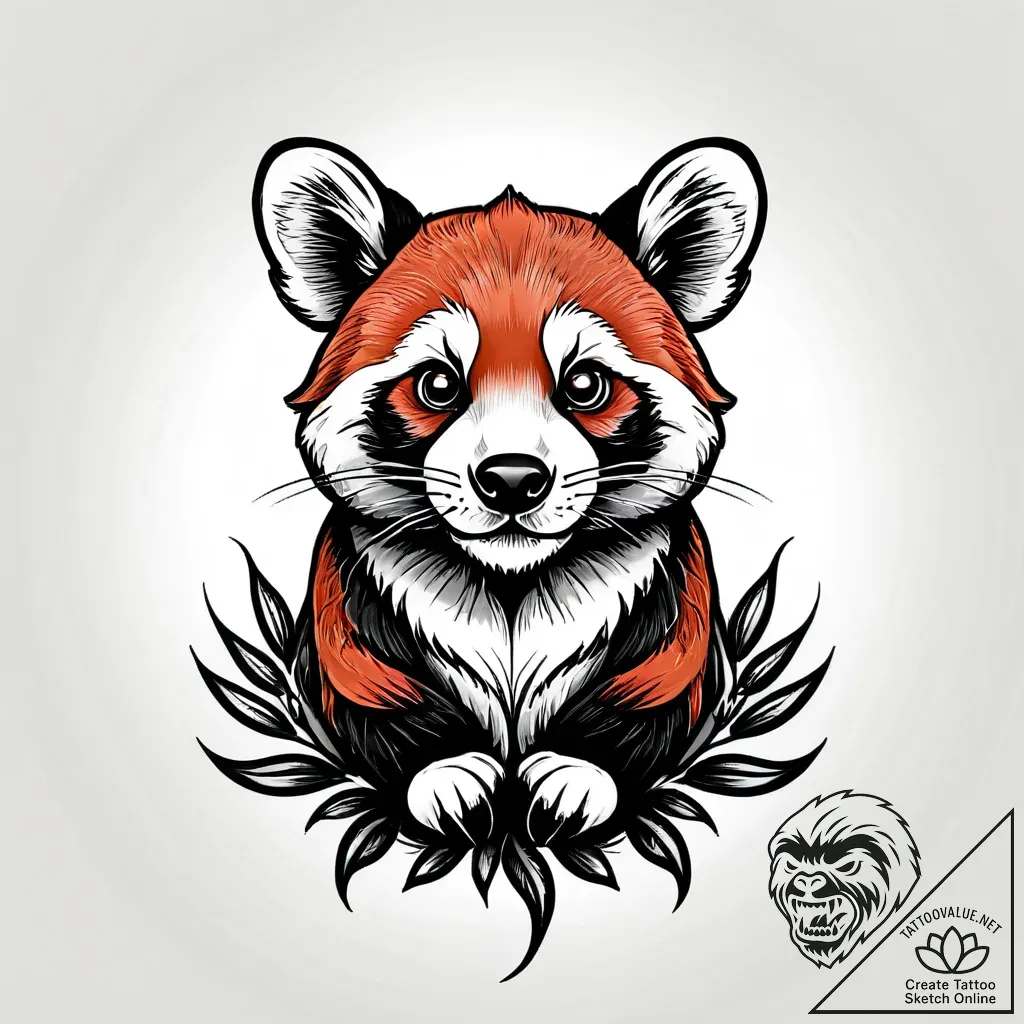 Red panda curled around a sprig of bamboo, in... - style Jagger Old - tattoo sketch (17.11.2025 07:10)
