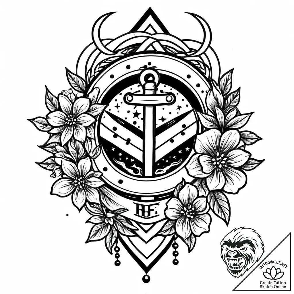 цветок жизни, artistic tattoo sketch, on a cl... - style Jaeger Mini - tattoo sketch (17.11.2025 07:43)