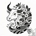 Tattoo design a taurus bull’s outline made of… – style Flux Inscriptions – tattoo sketch (17.11.2025 07:50)