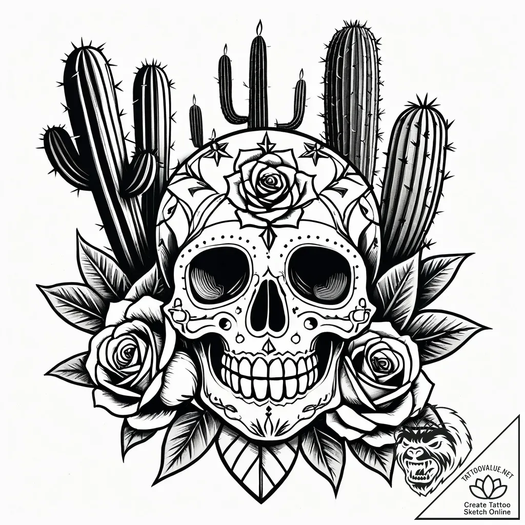 Cactus, tattoo flash sheet design, stylized i... - style Jaeger Simple - tattoo sketch (17.11.2025 07:53)