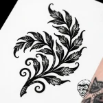 Tat tattoo sketch, curling fern fronds with d… – style Flux Inscriptions – tattoo sketch (17.11.2025 08:02)