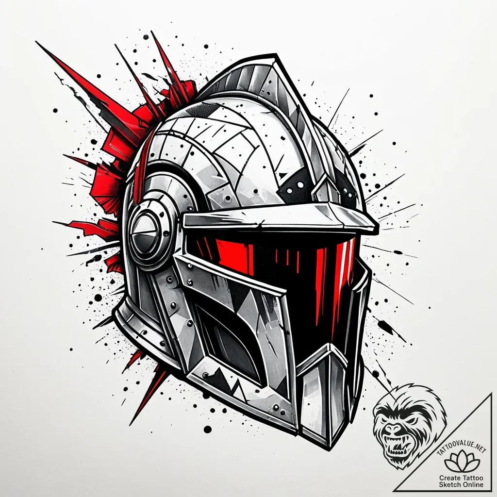 Tattoo design a knight's helmet with a subtle... - style Jaeger Simple - tattoo sketch (17.11.2025 08:04)