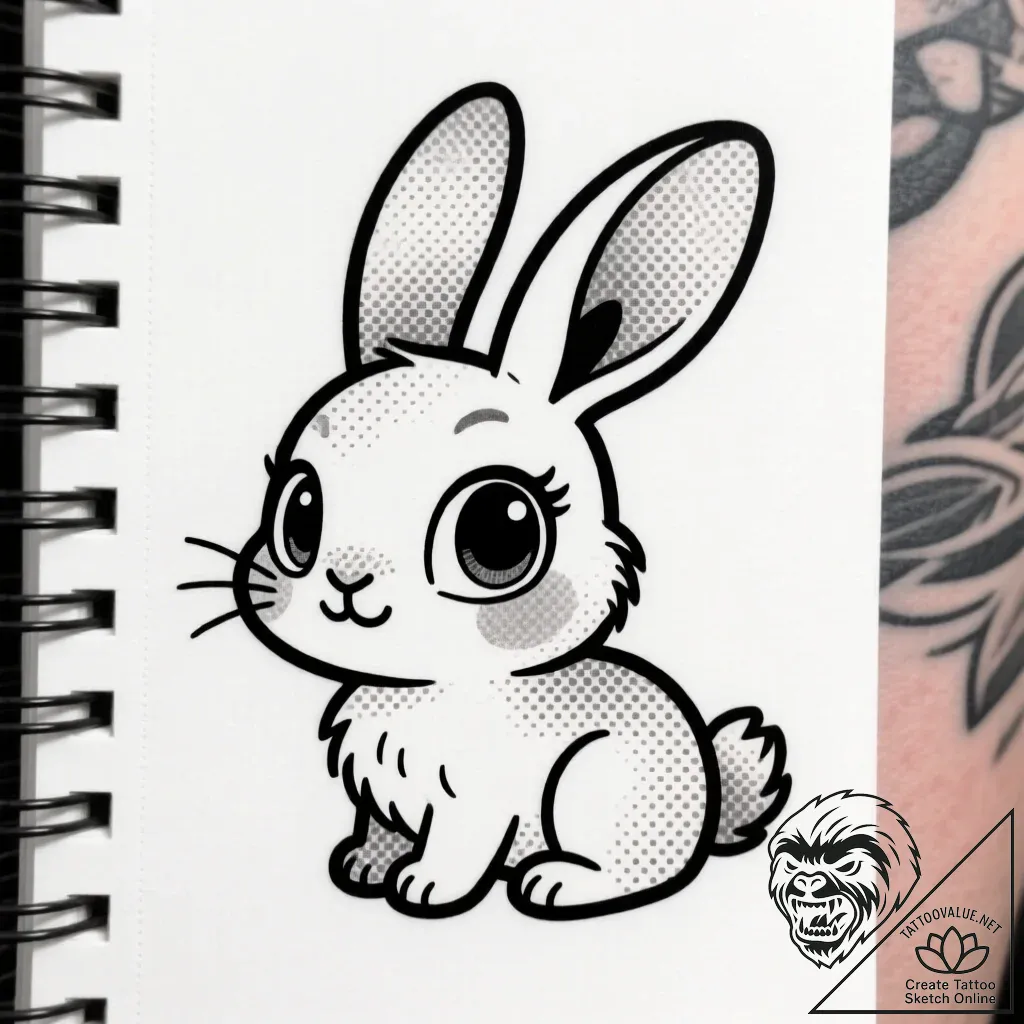 Tattoo sketch, thumper the rabbit with playfu... - style Flux Inscriptions - tattoo sketch (17.11.2025 08:14)