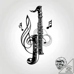 Tat tattoo sketch, ben playing flute with mus… – style Jagger Old – tattoo sketch (17.11.2025 08:23)