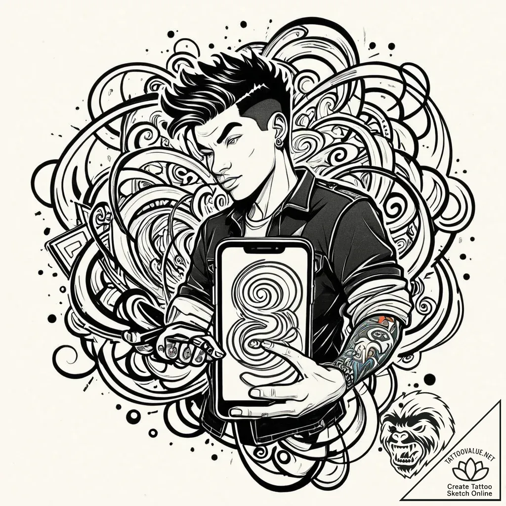 Tat tattoo sketch, influencer silhouette with... - style Jaeger Mini - tattoo sketch (17.11.2025 08:32)