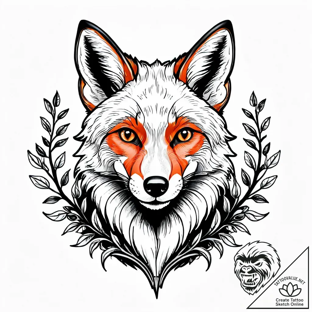 A red fox cautiously peeking out from behind... - style Jagger Old - tattoo sketch (17.11.2025 08:47)