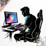 Tattoo design a minimalist silhouette of a ga… – style Flux Inscriptions – tattoo sketch (17.11.2025 09:53)