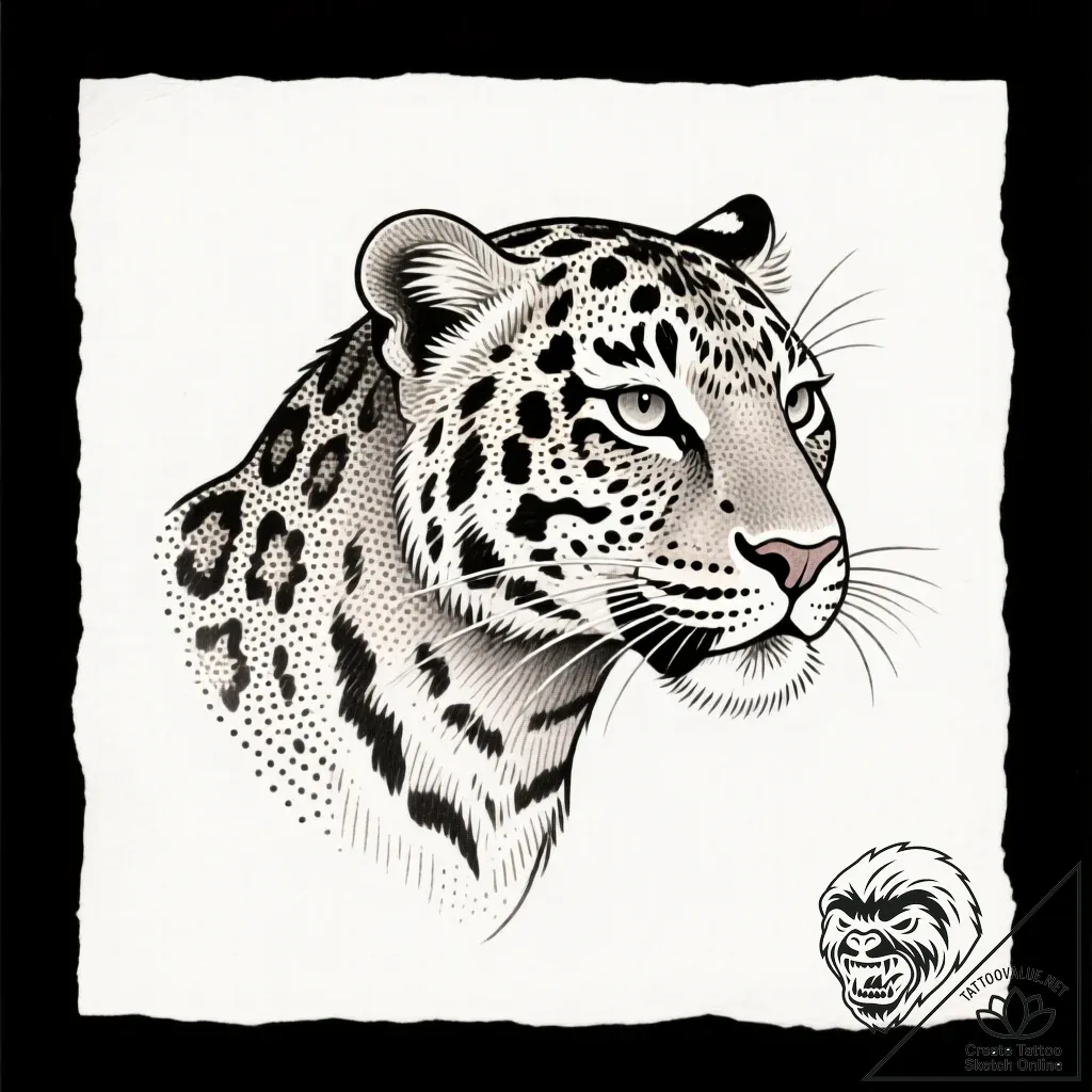 барс, tattoo line art, dotwork shading, stipp... - style Flux Inscriptions - tattoo sketch (17.11.2025 11:13)