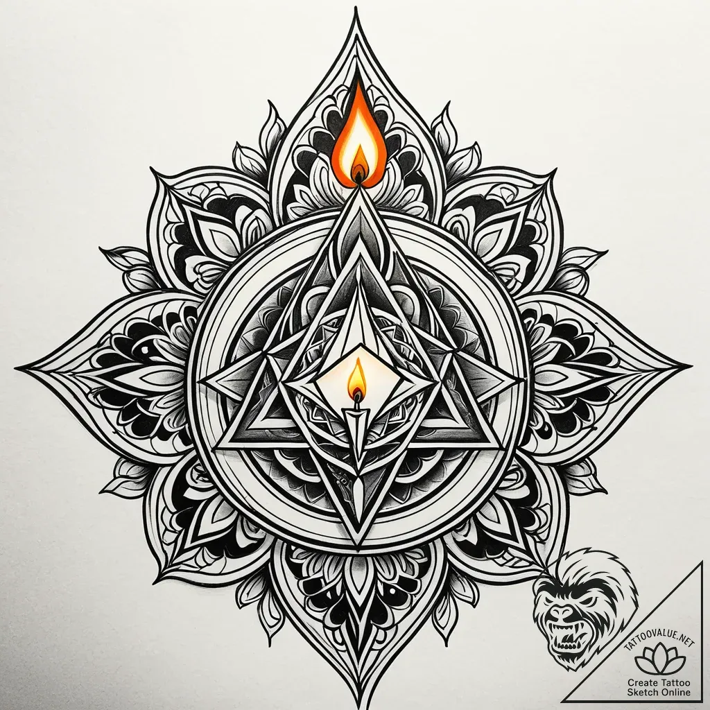 Tattoo sketch a single, flickering candle fla... - style Jaeger Simple - tattoo sketch (17.11.2025 15:33)