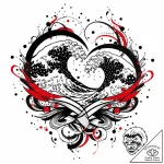 Tattoo design a pair of matching waves, one o… – style Jaeger Mini – tattoo sketch (17.11.2025 17:13)
