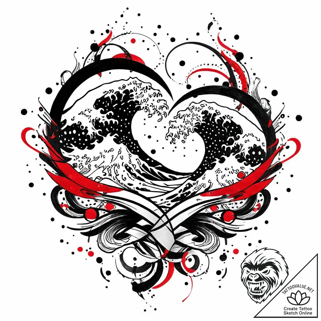 Tattoo design a pair of matching waves, one o... - style Jaeger Mini - tattoo sketch (17.11.2025 17:13)