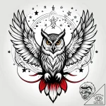 Tattoo sketch, owl with feathers dissolving i… – style Jagger Old – tattoo sketch (17.11.2025 17:33)