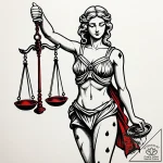 Themis (lady justice) with a broken scale, co… – style Jaeger Simple – tattoo sketch (17.11.2025 19:13)