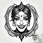 Tat tattoo sketch, jinx’s smile framed by bro… – style Jagger Old – tattoo sketch (17.11.2025 23:14)